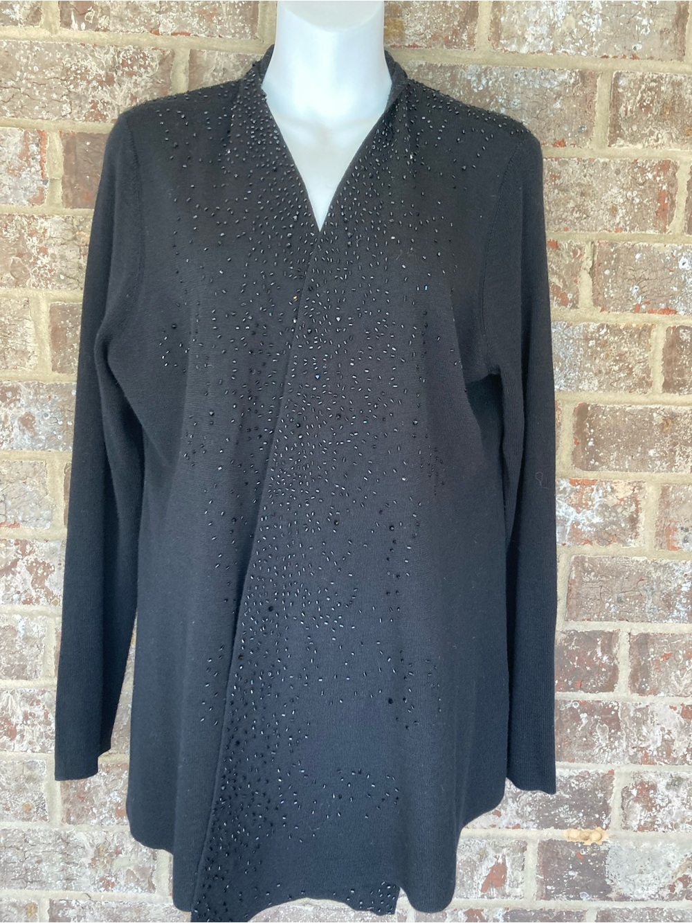 Eileen Fisher beaded 100% merino wool cardigan size large